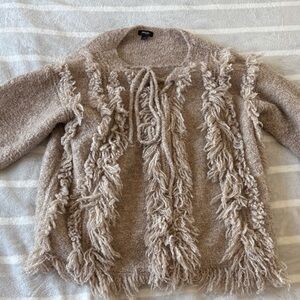 Nasty Gal Taupe Fringe Turtleneck Sweater